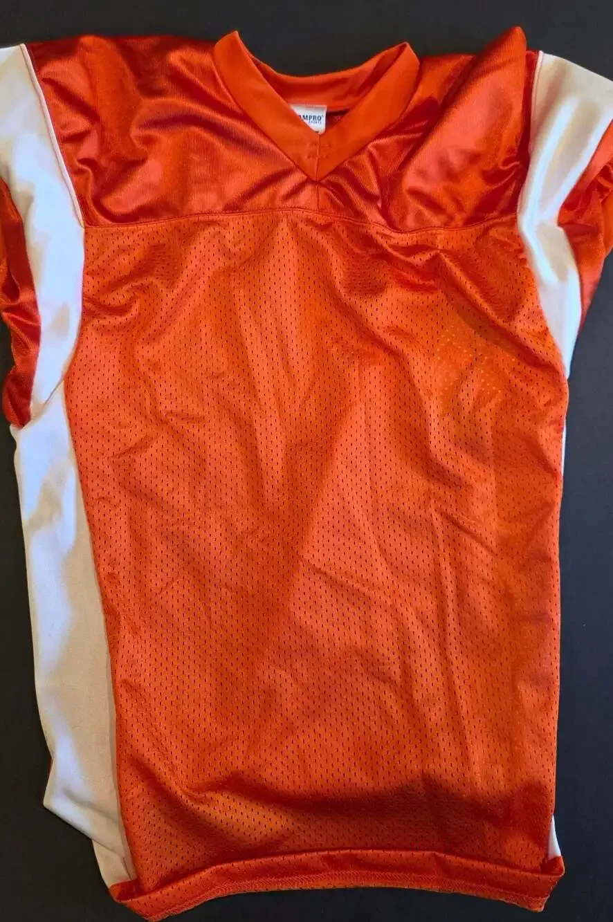 Champro Youth M Huddle Stretch Polyester Football Game Jersey Orange White